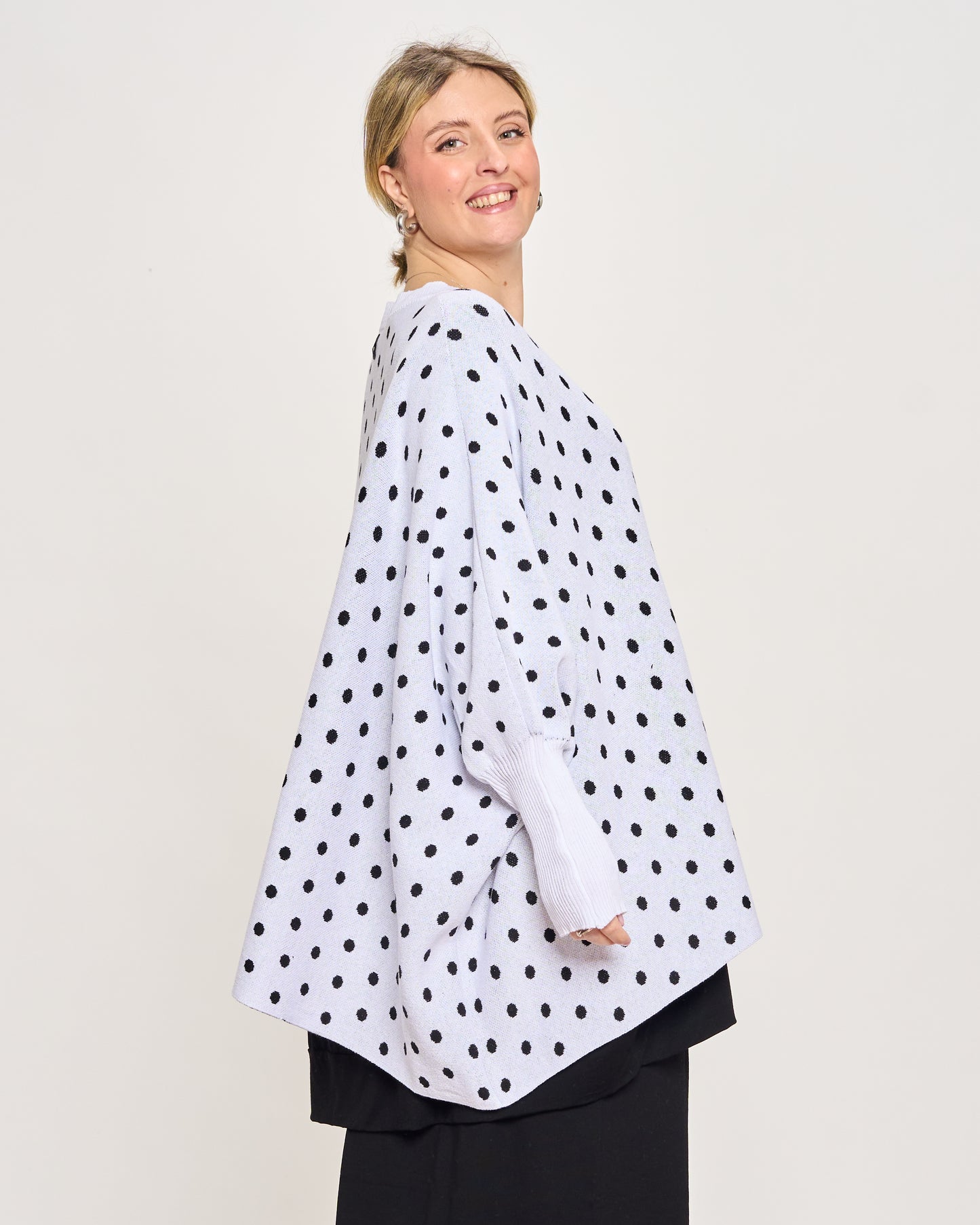Maxi Cardigan a Pois in Cotone