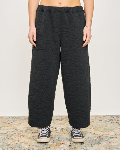 Crop Trousers in Matelassé Pattern
