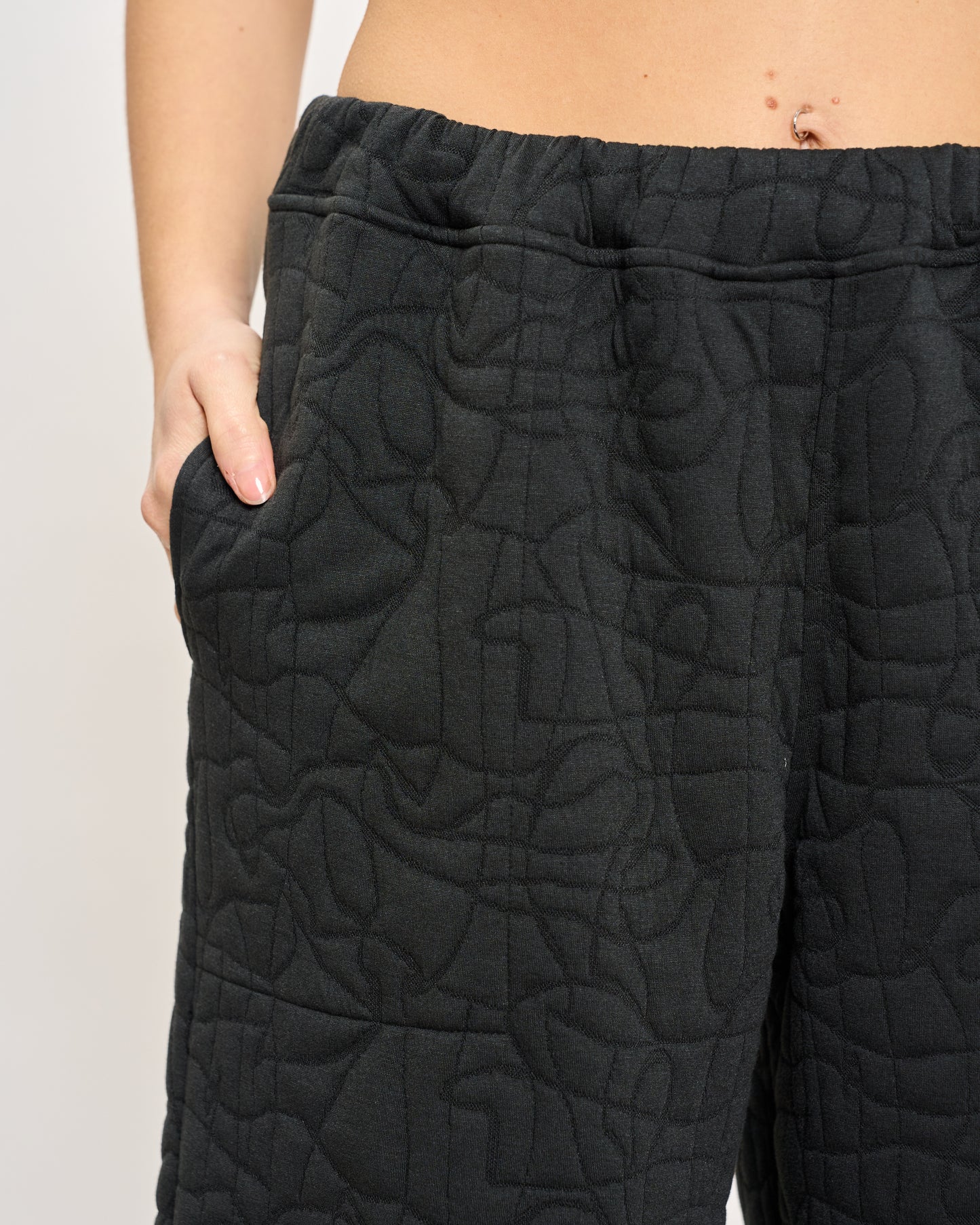 Crop Trousers in Matelassé Pattern