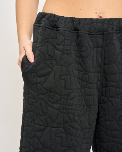Crop Trousers in Matelassé Pattern