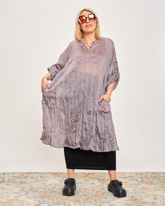 Gathered Caftan with Pintucks