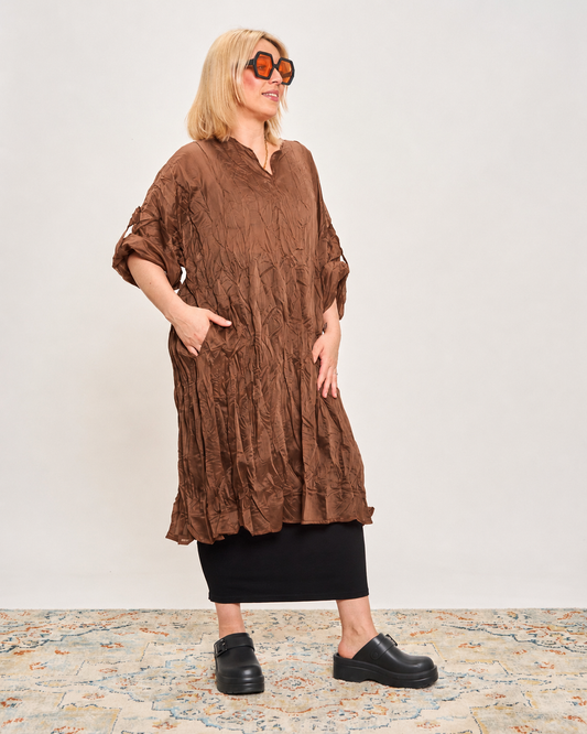 Gathered Caftan with Pintucks