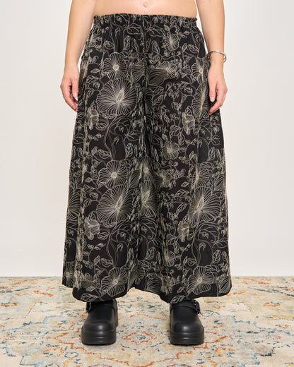 Embroidered Cotton Gauze Skirt-Pants