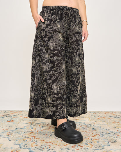 Embroidered Cotton Gauze Skirt-Pants
