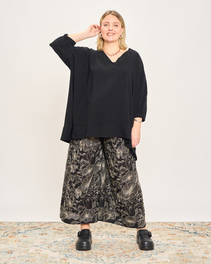 Embroidered Cotton Gauze Skirt-Pants