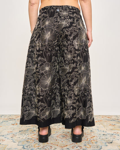 Embroidered Cotton Gauze Skirt-Pants