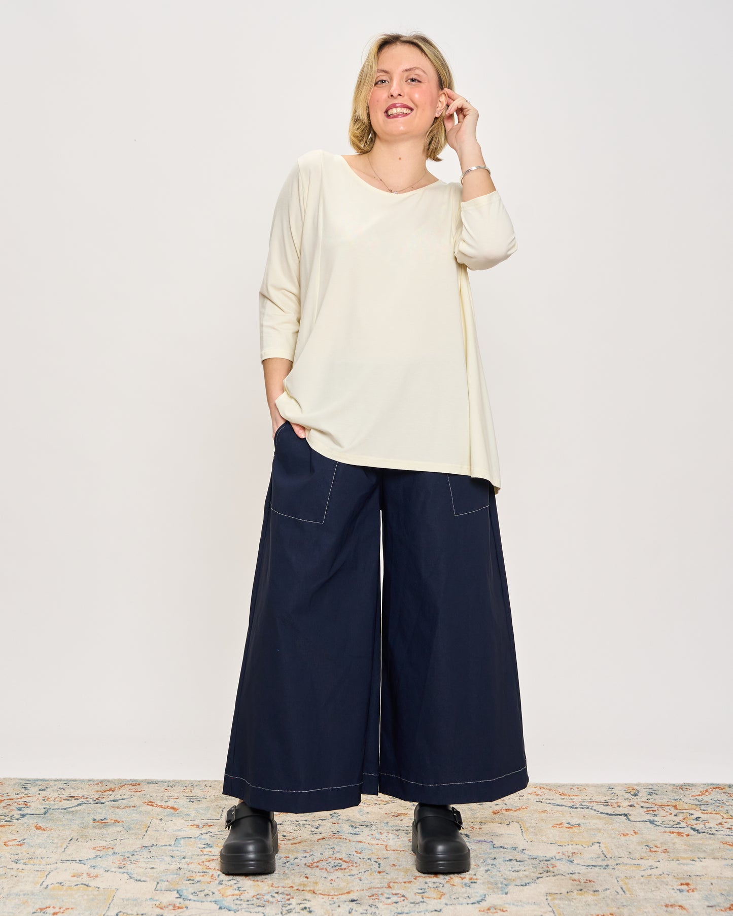 Stretch Cotton Blend Trousers
