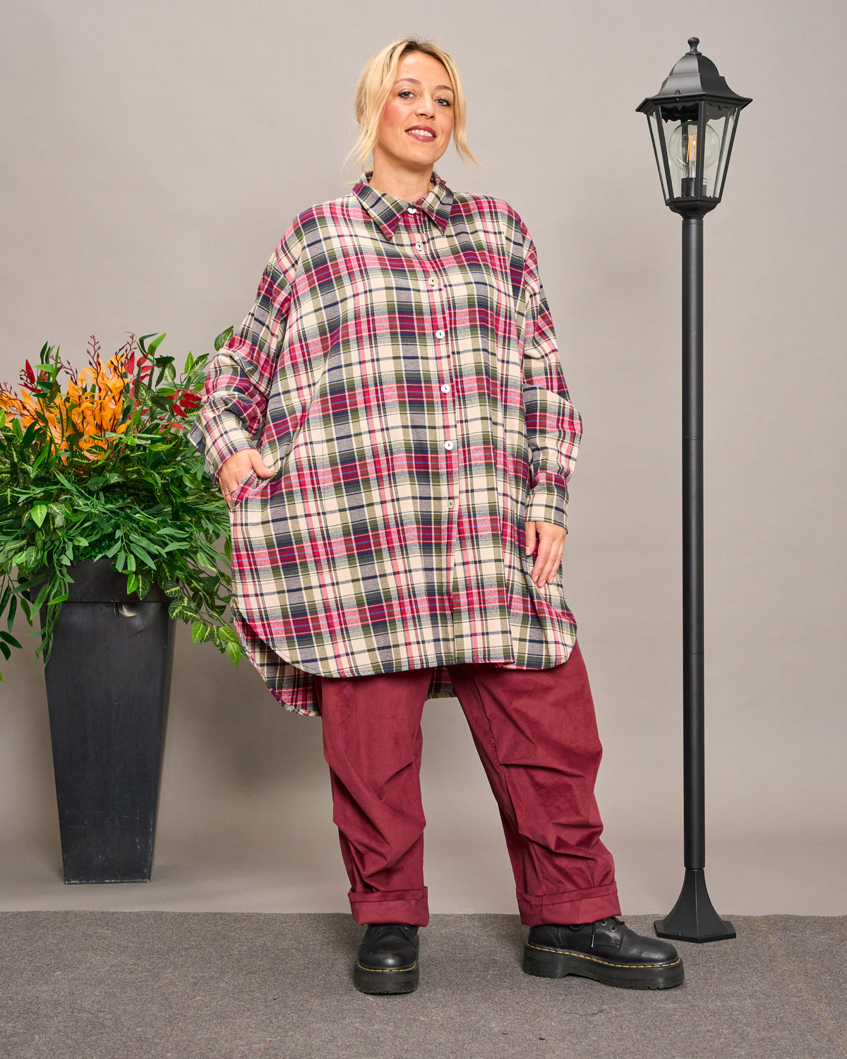 Camicia Over Modello Maschile Tartan