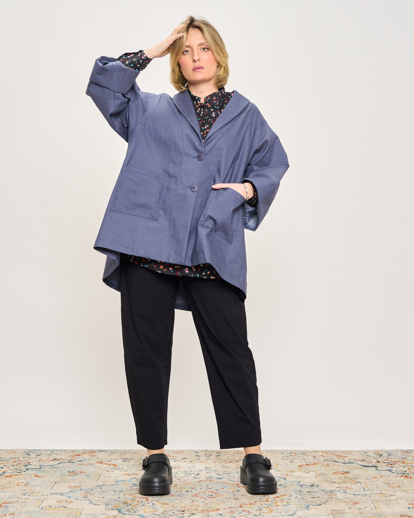 Flared Jacket in Stretchy Denim