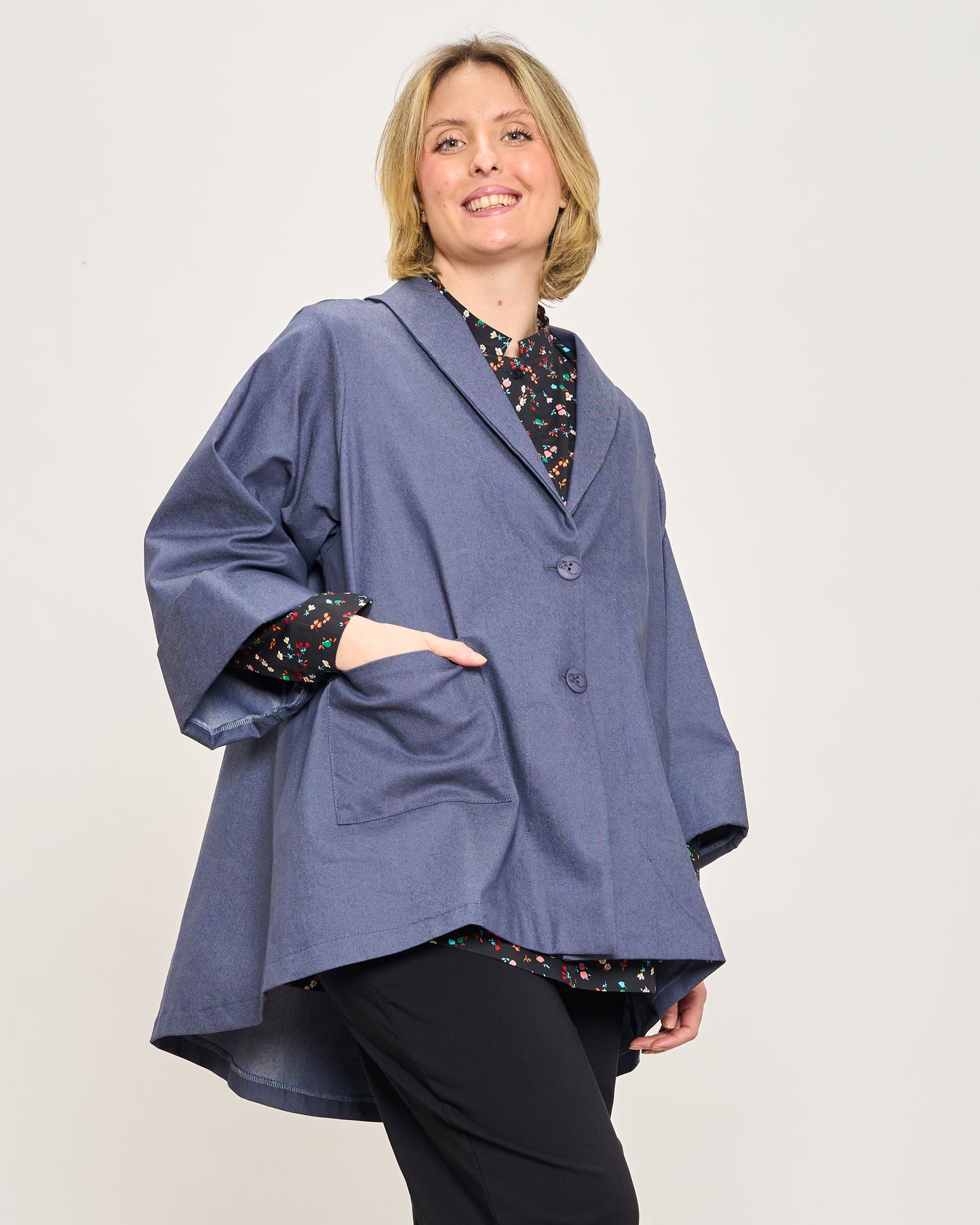 Flared Jacket in Stretchy Denim