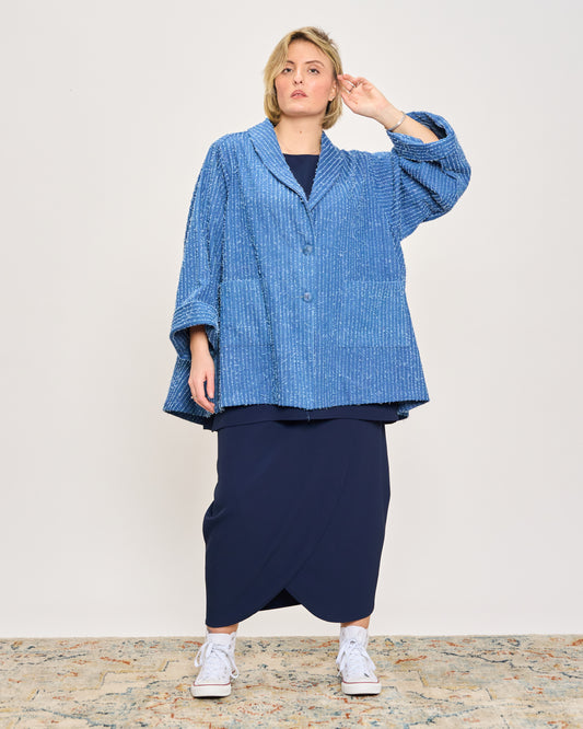 Flared Jacket in Scratched Denim
