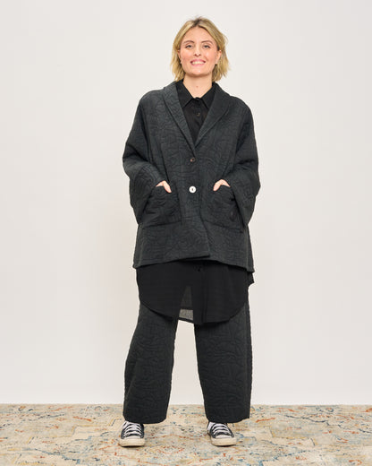Flared Jacket in Matelassé Fleece