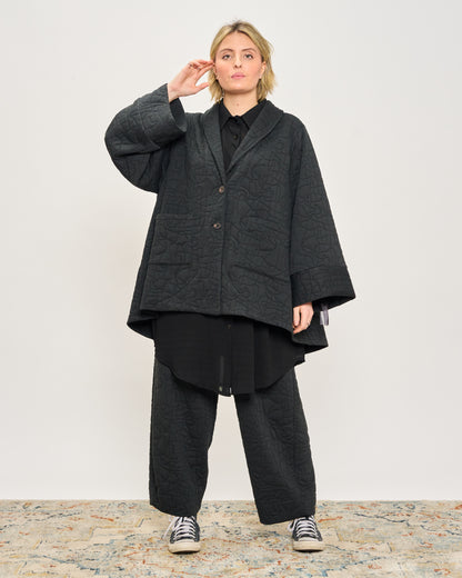 Flared Jacket in Matelassé Fleece