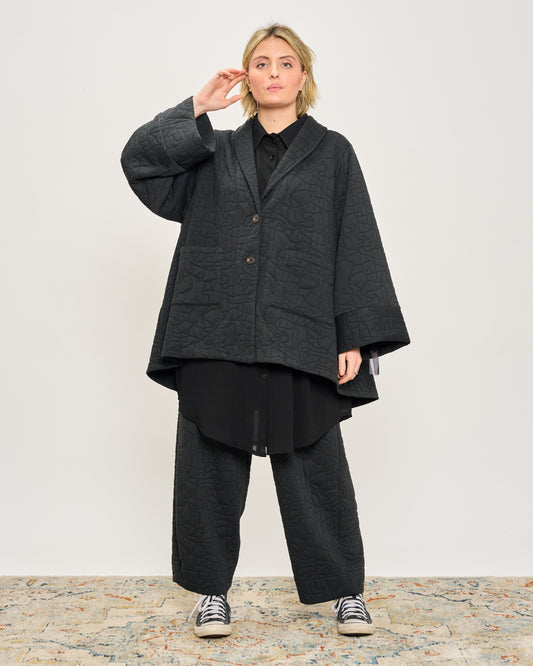 Flared Jacket in Matelassé Fleece