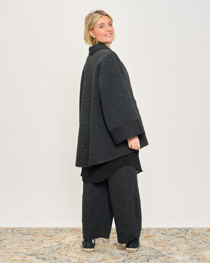 Flared Jacket in Matelassé Fleece