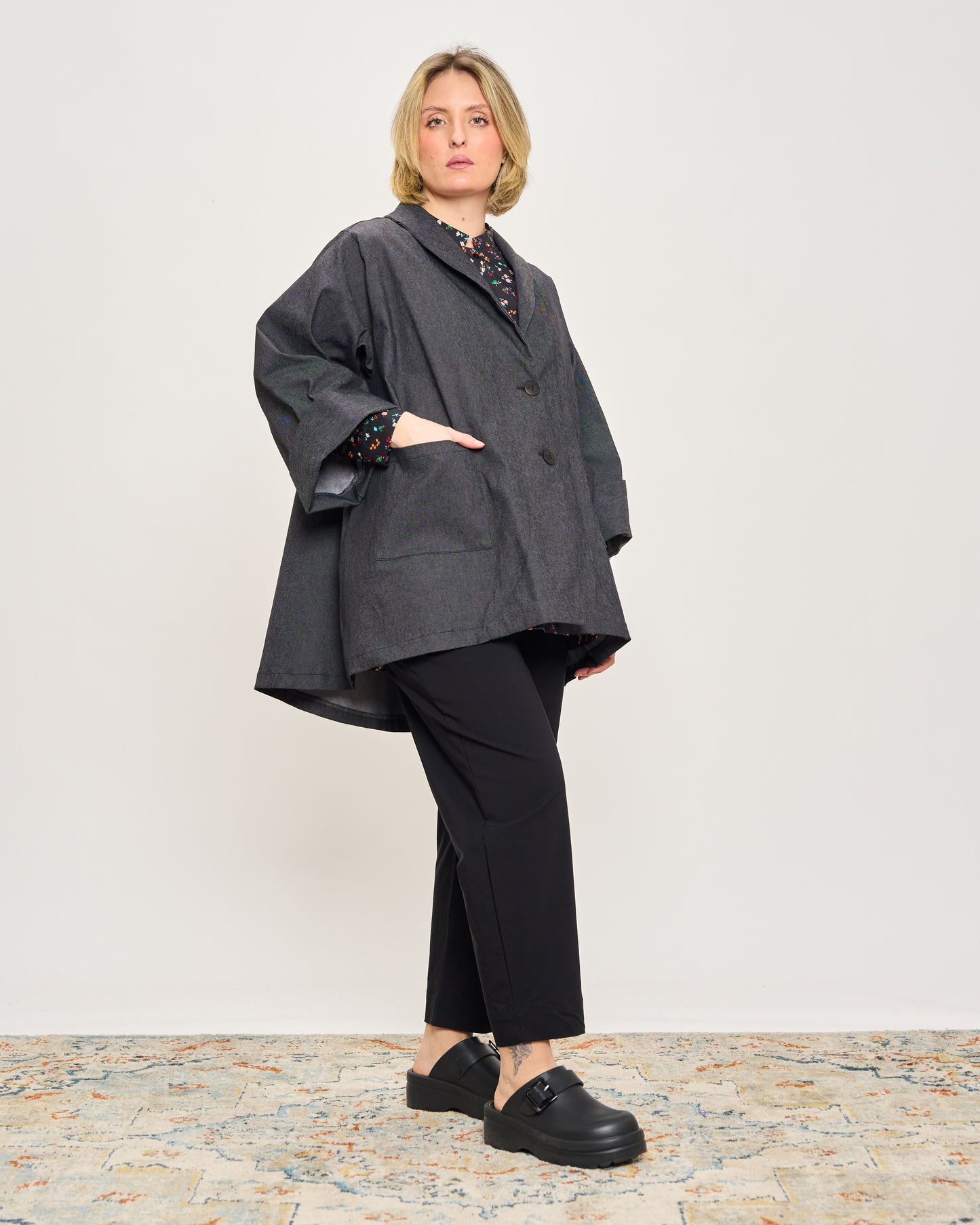 Flared Jacket in Stretchy Denim