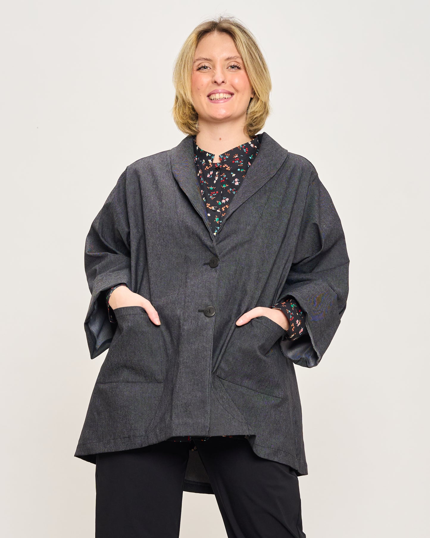 Flared Jacket in Stretchy Denim