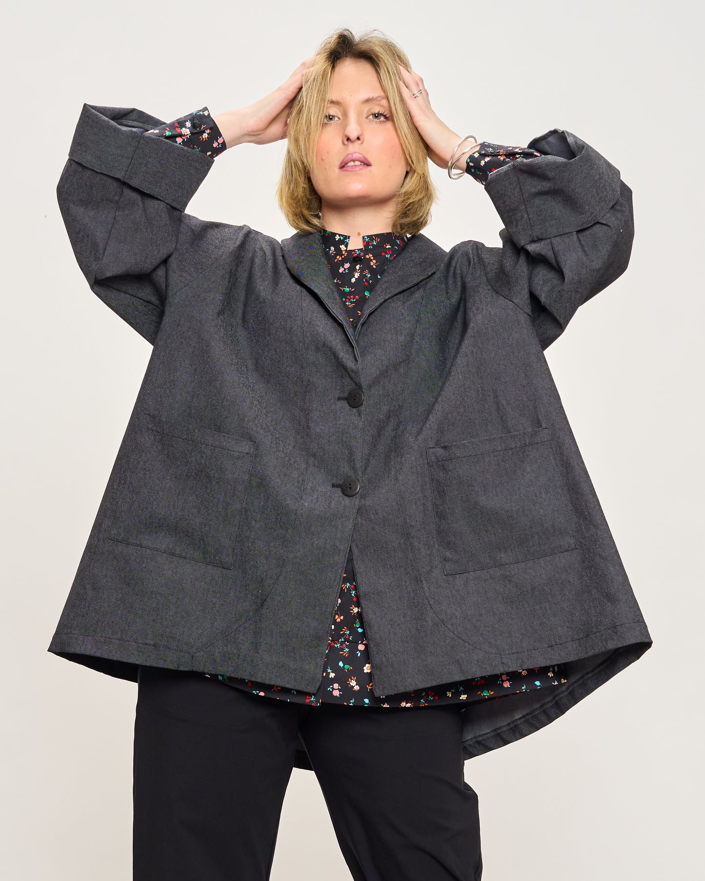 Flared Jacket in Stretchy Denim