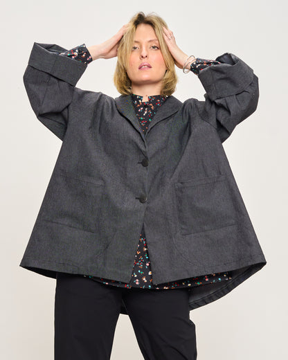 Flared Jacket in Stretchy Denim