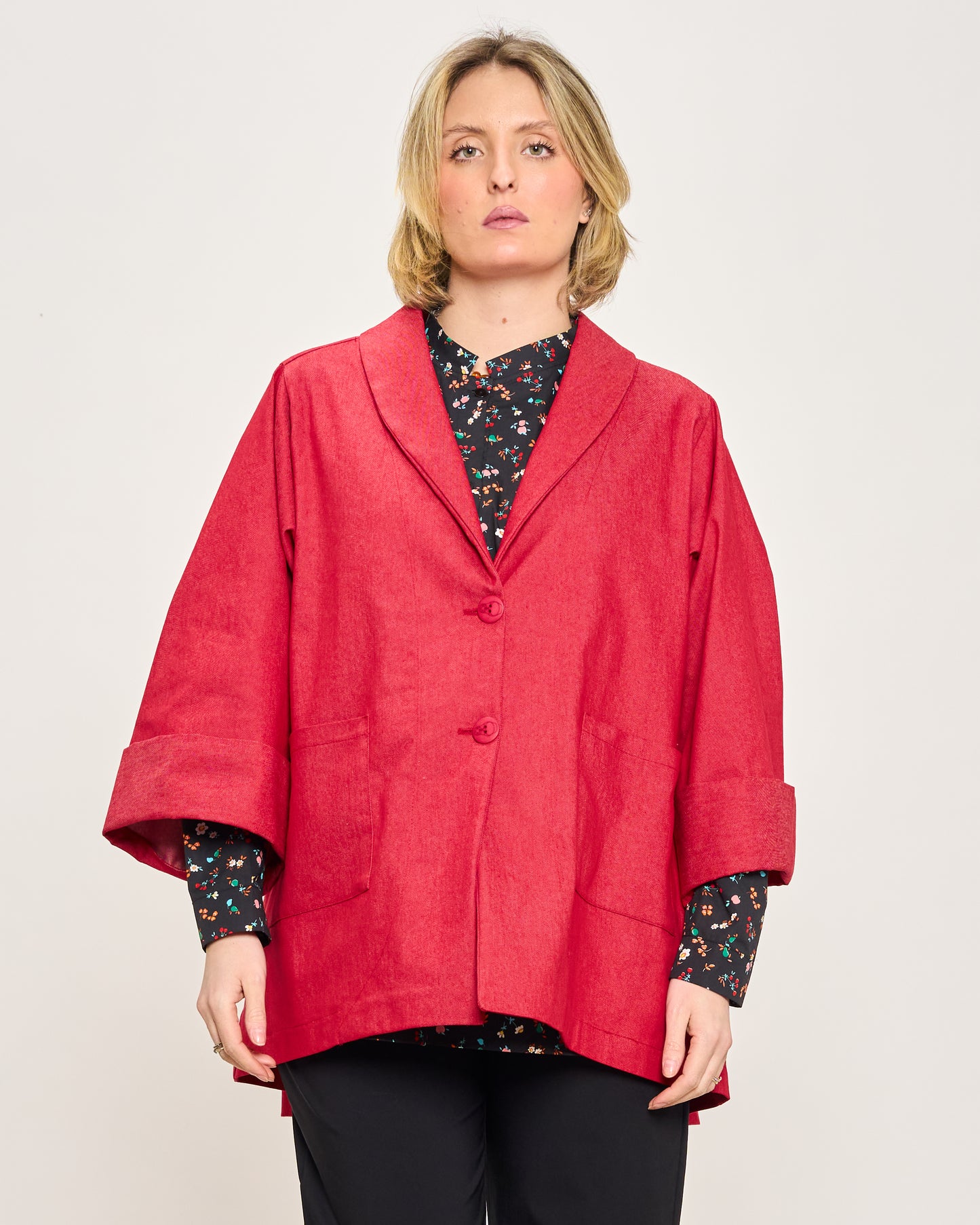 Flared Jacket in Stretchy Denim
