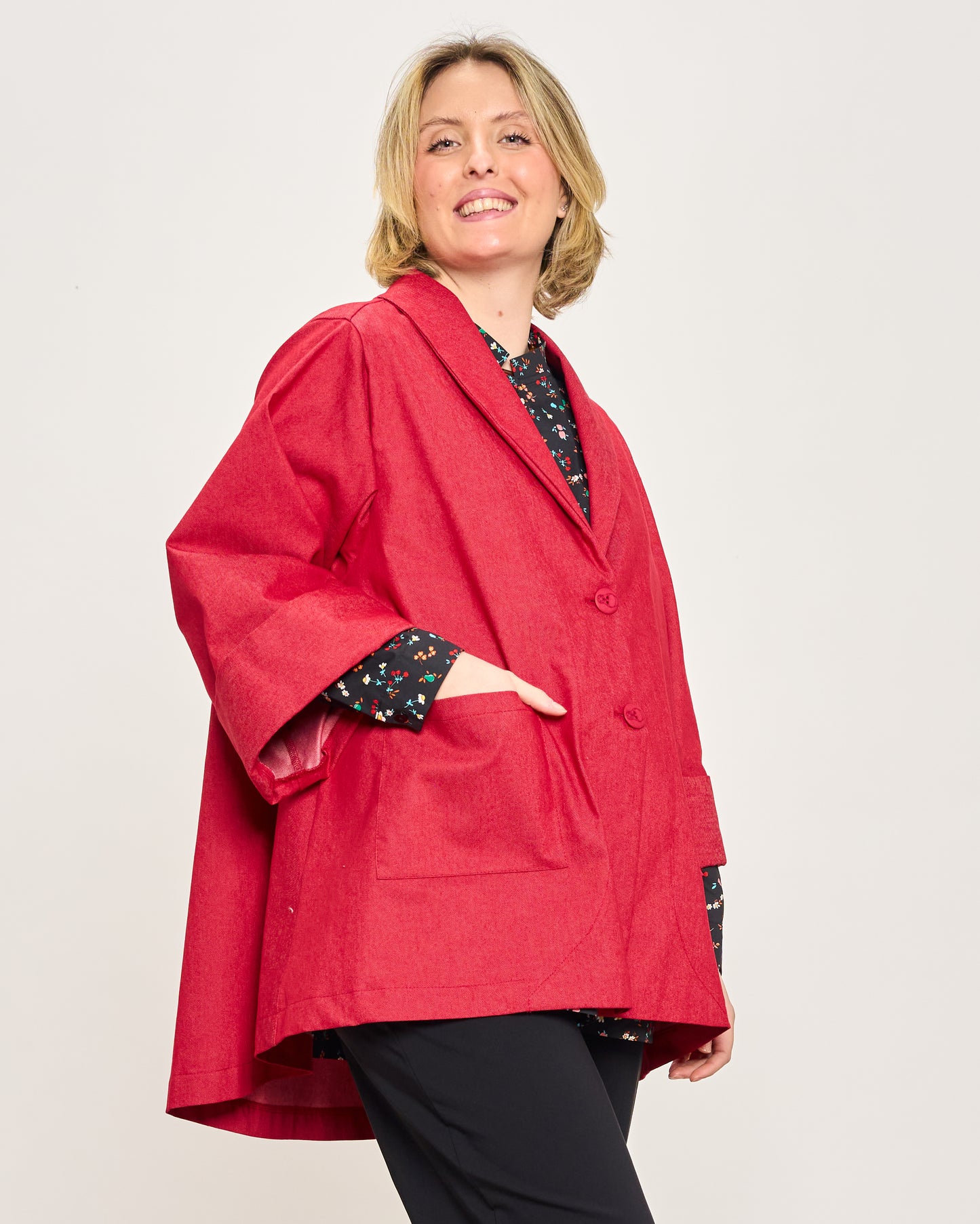 Flared Jacket in Stretchy Denim