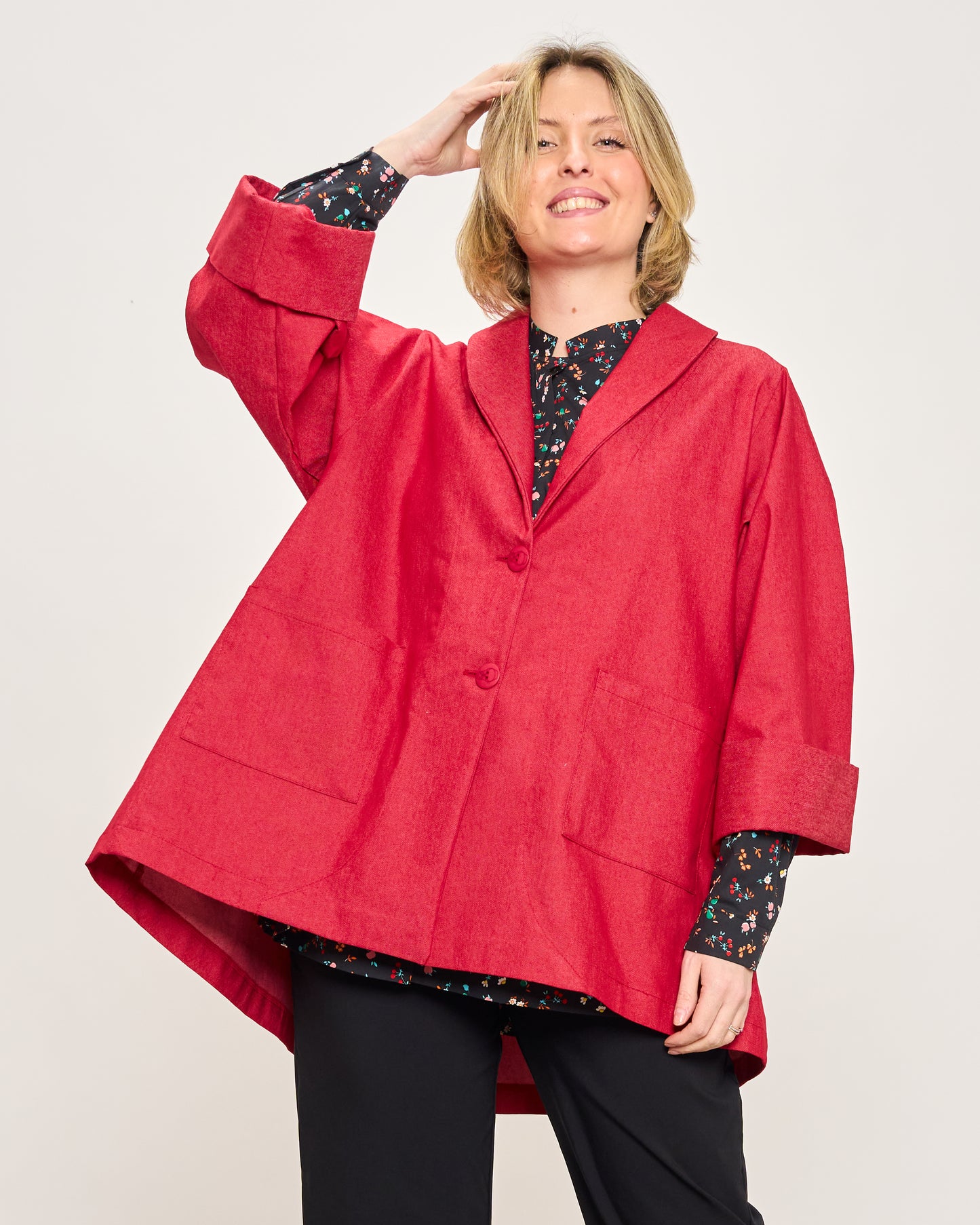 Flared Jacket in Stretchy Denim