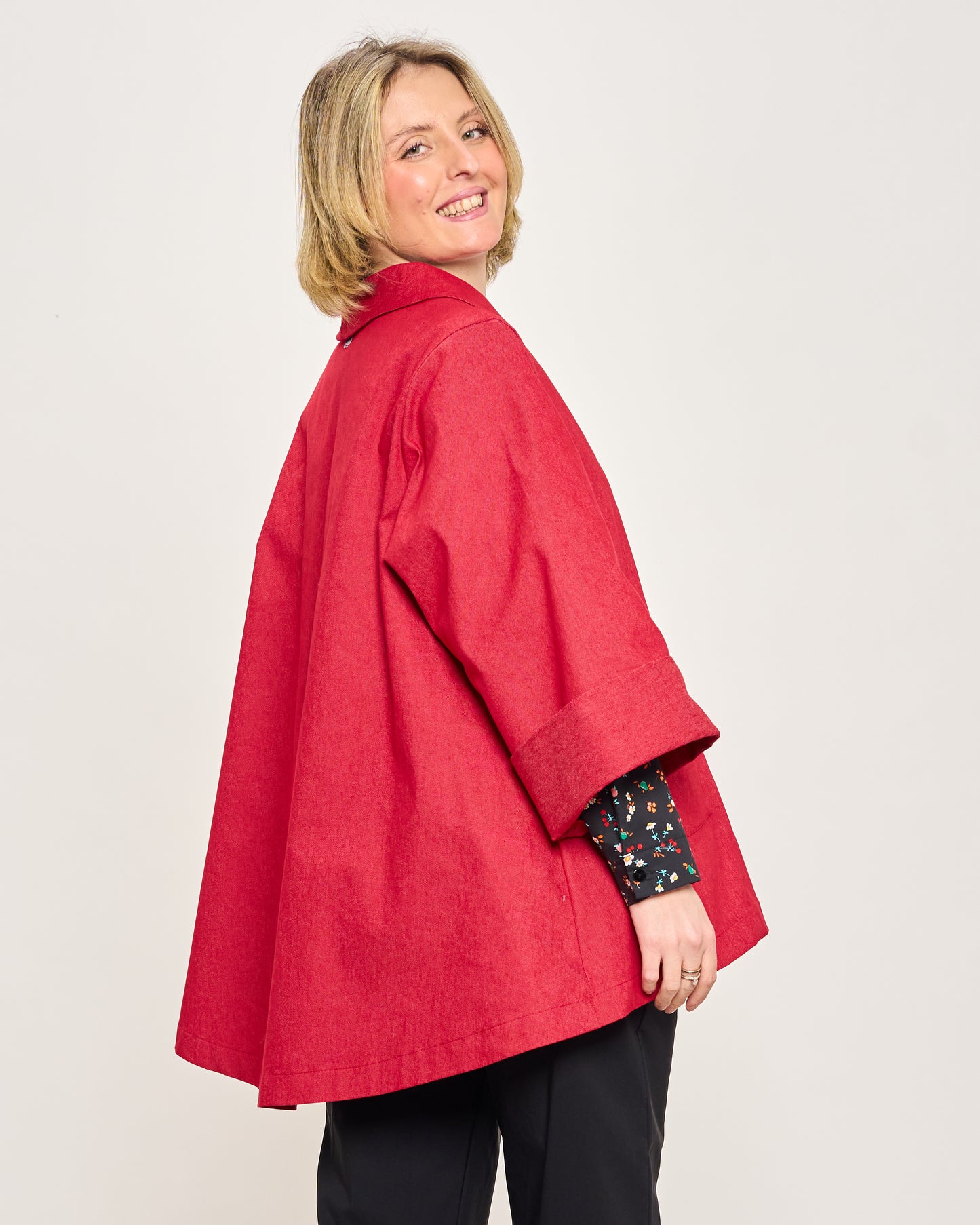 Flared Jacket in Stretchy Denim
