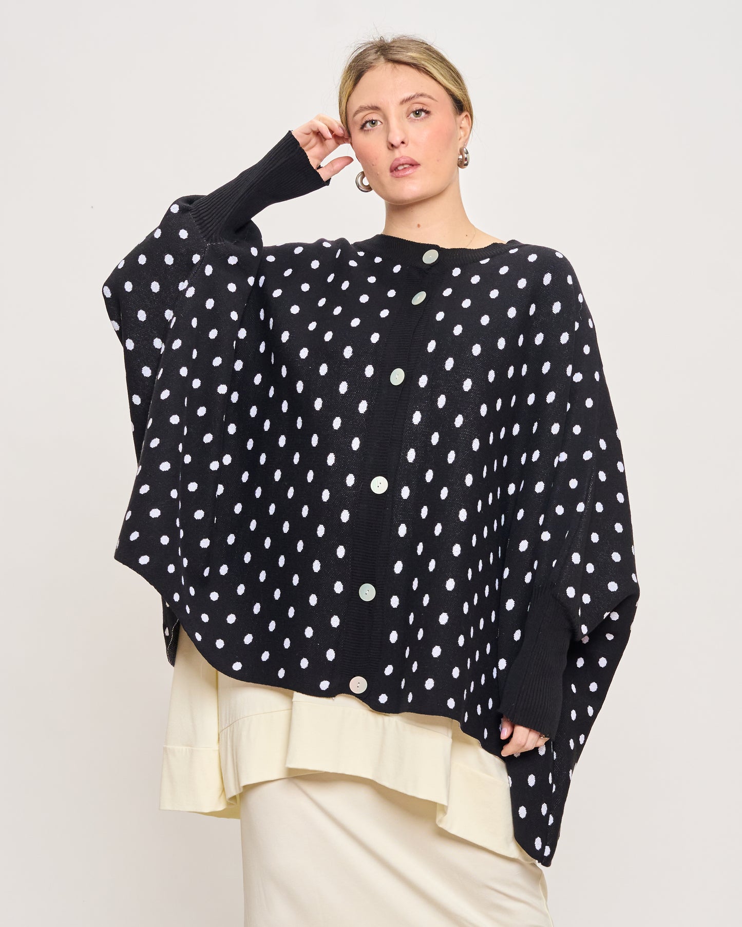 Maxi Cardigan a Pois in Cotone