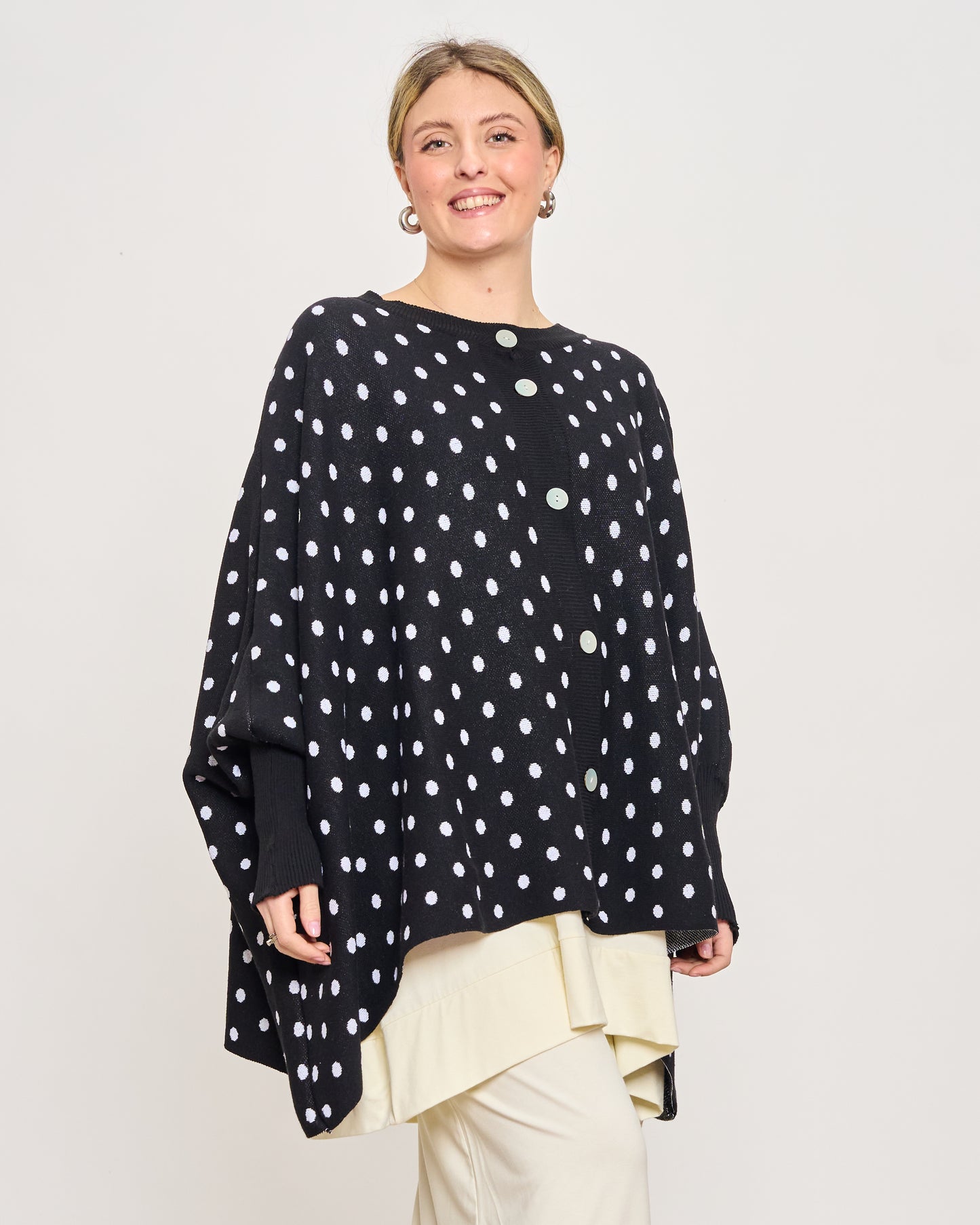 Maxi Cardigan a Pois in Cotone
