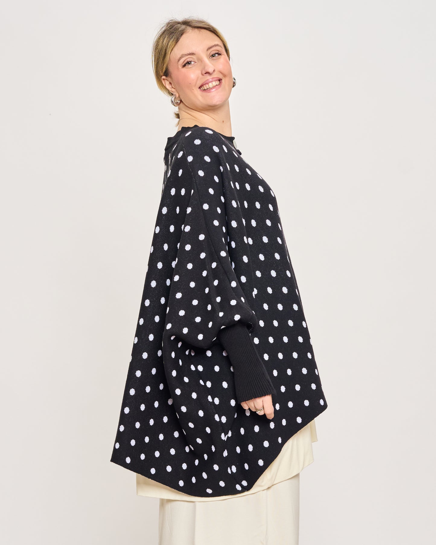 Maxi Cardigan a Pois in Cotone