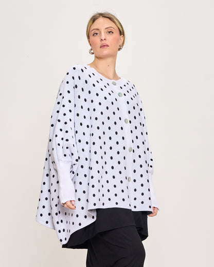 Maxi Cardigan a Pois in Cotone