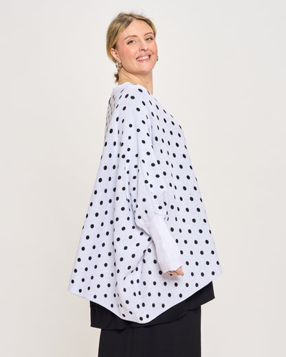 Maxi Cardigan a Pois in Cotone
