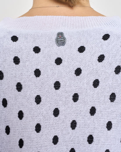 Maxi Cardigan a Pois in Cotone