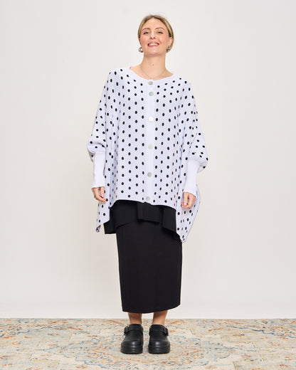Maxi Cardigan a Pois in Cotone