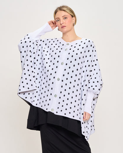 Maxi Cardigan a Pois in Cotone