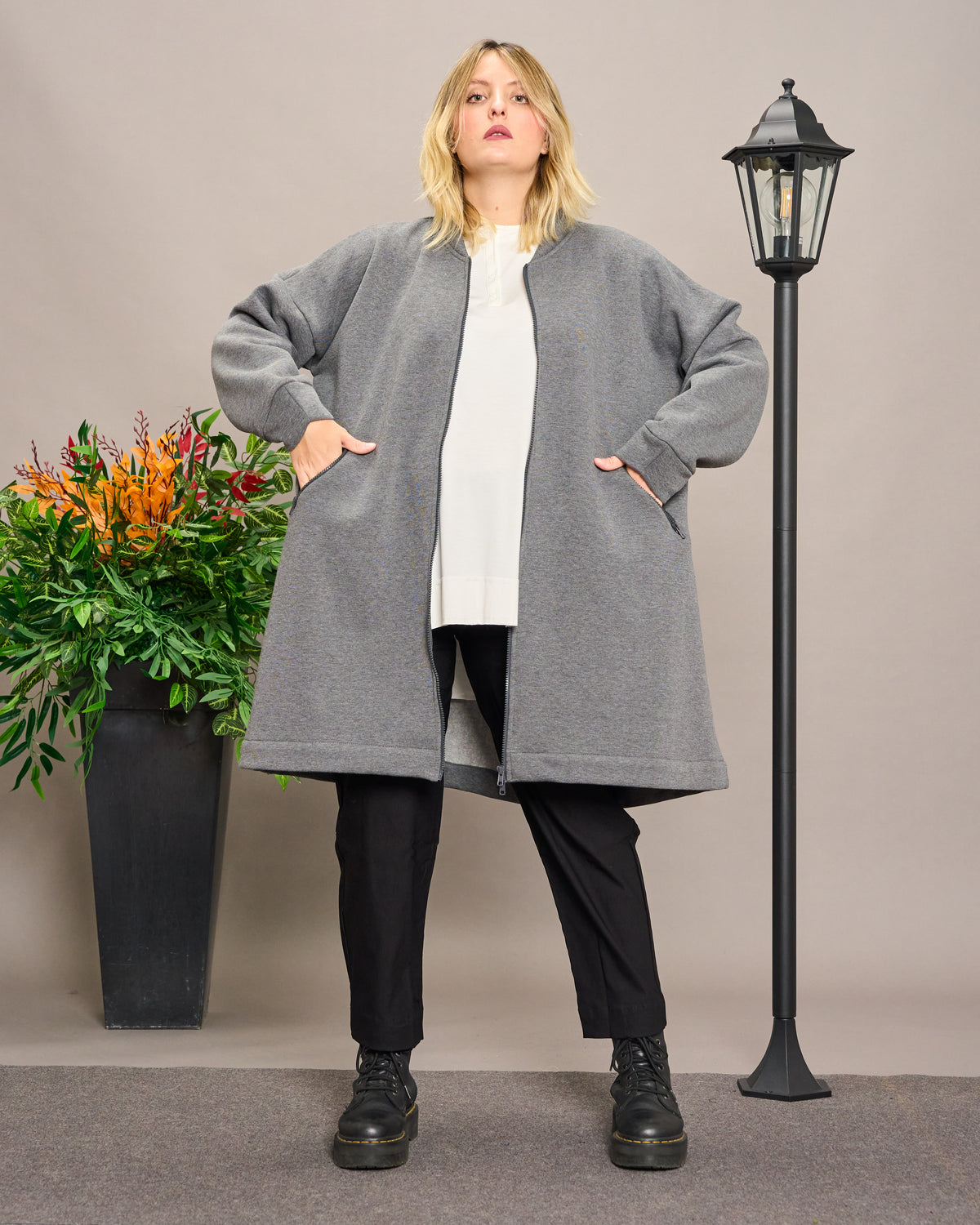 Flared Sweatshirt Jacket