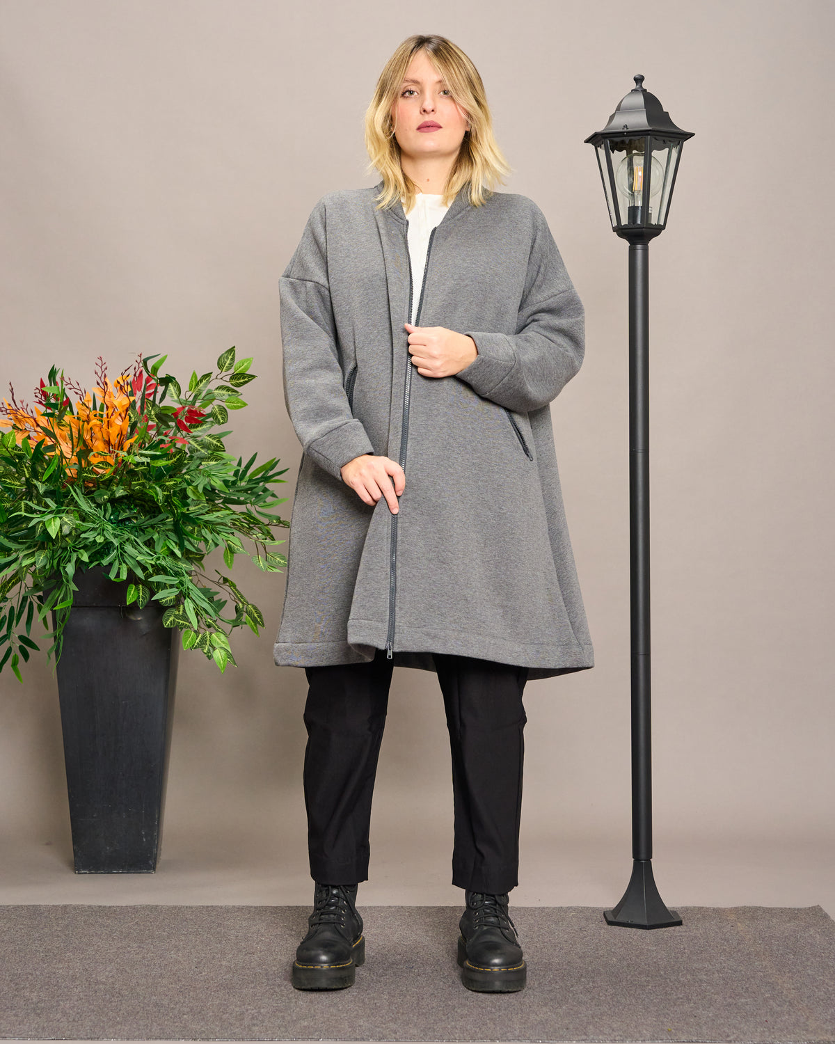 Flared Sweatshirt Jacket
