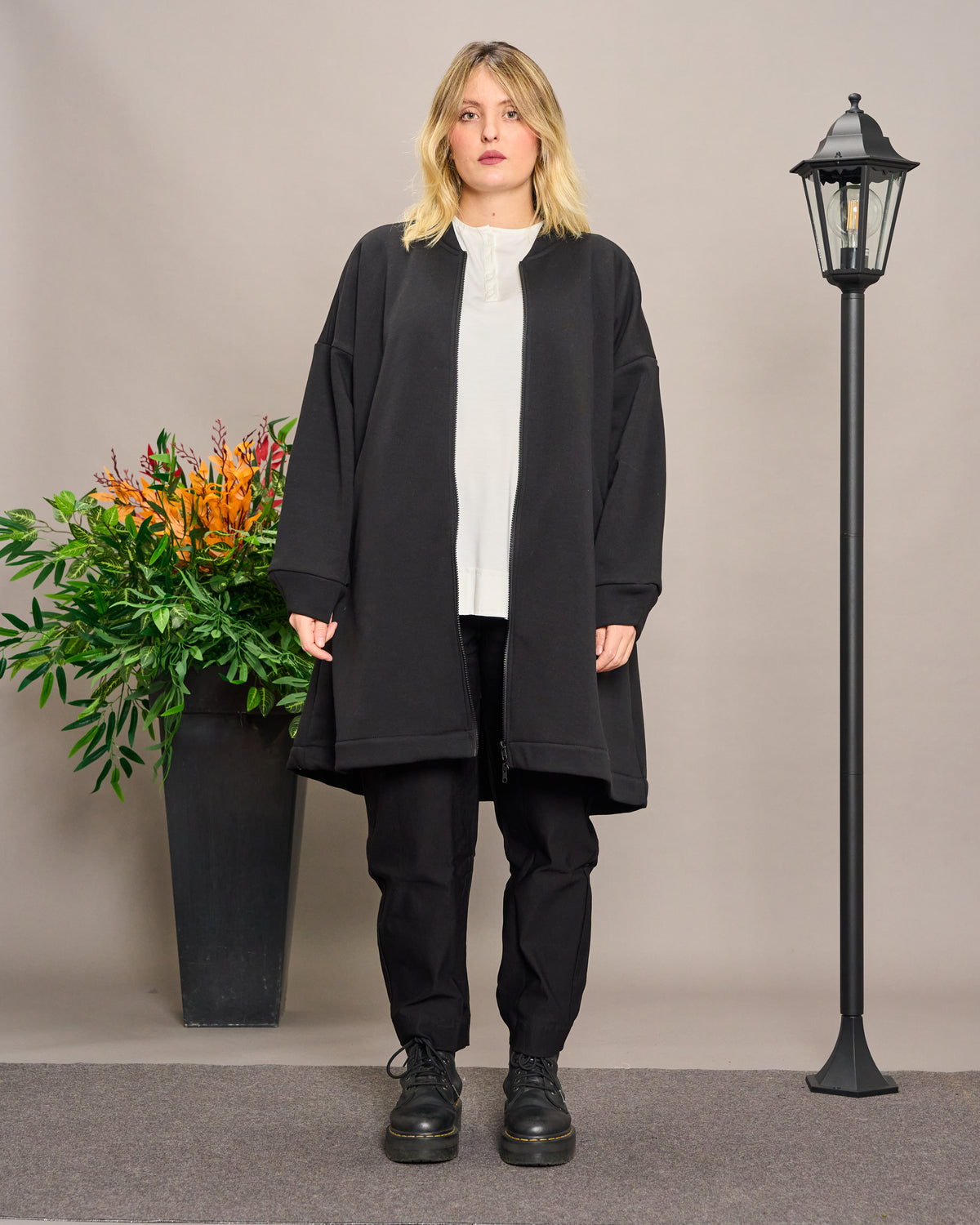 Flared Sweatshirt Jacket