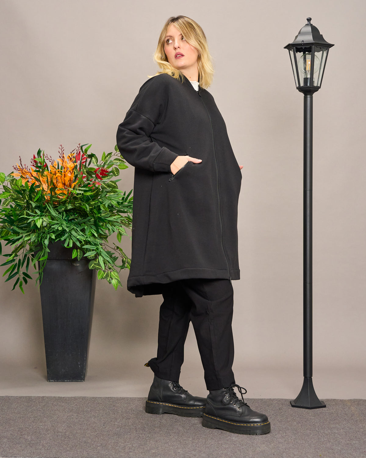 Flared Sweatshirt Jacket