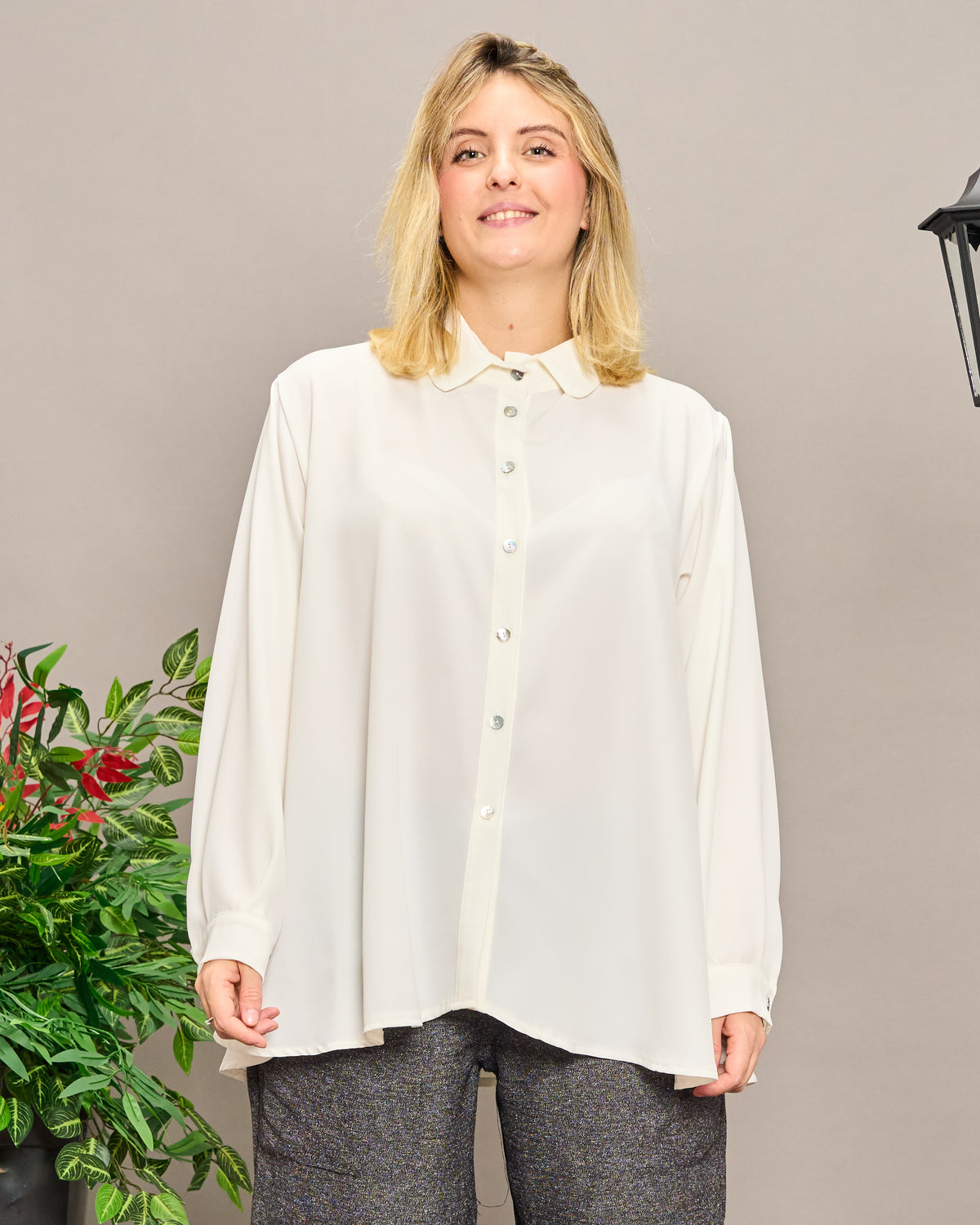 Soft Shirt with Rounded Collar