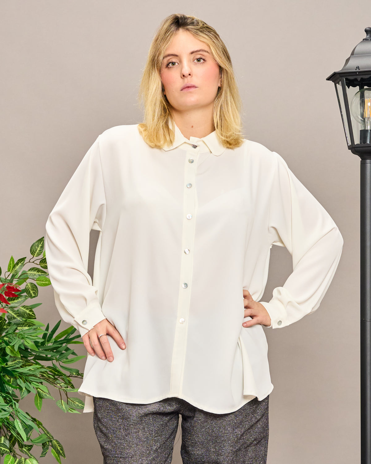 Soft Shirt with Rounded Collar