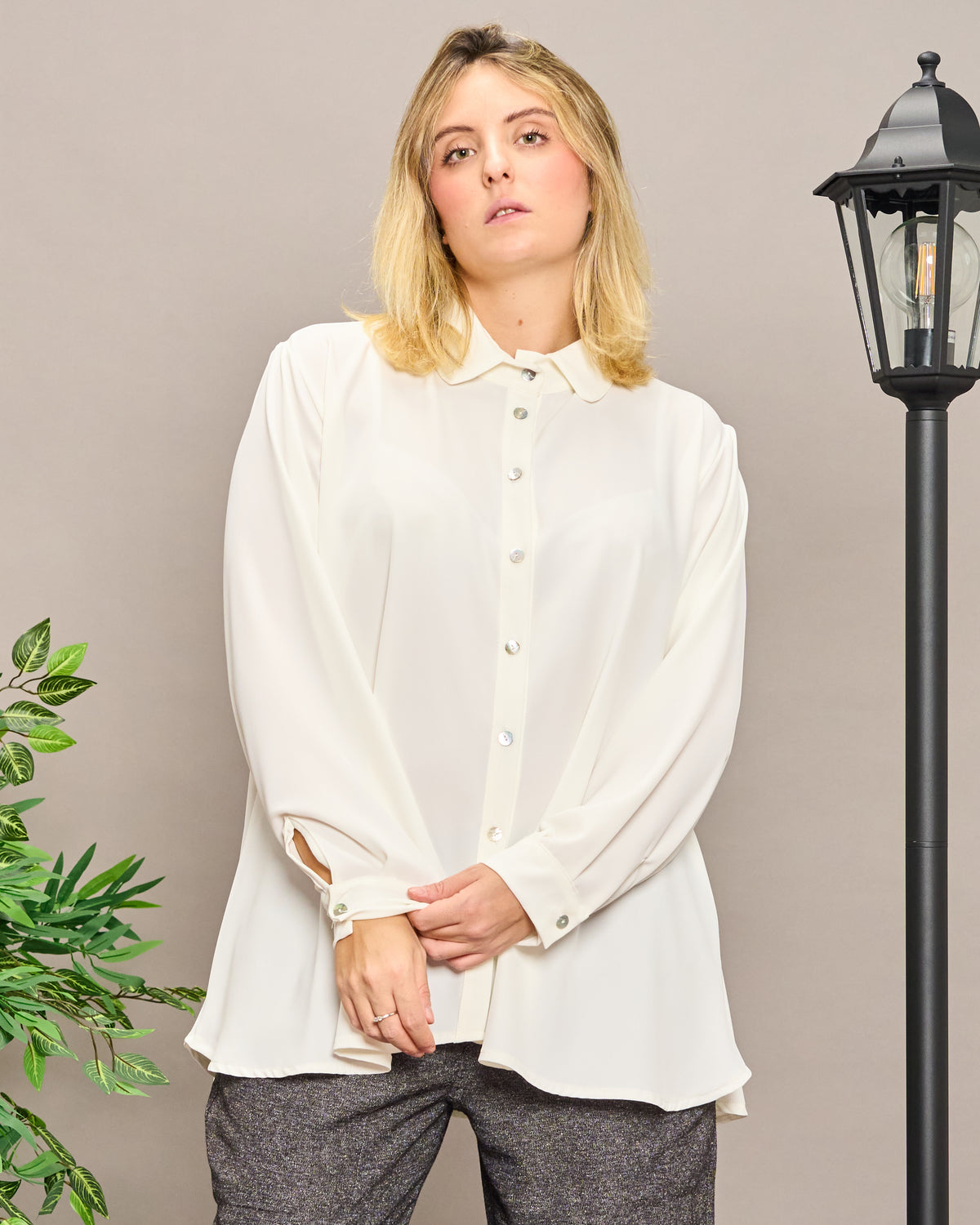 Soft Shirt with Rounded Collar