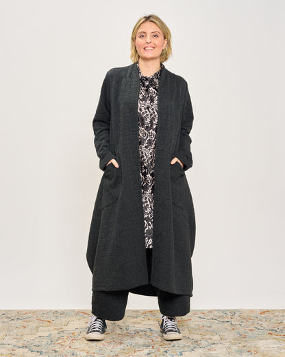 Trapeze Coat in Matelassé Pattern