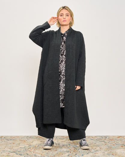 Trapeze Coat in Matelassé Pattern