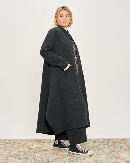 Trapeze Coat in Matelassé Pattern