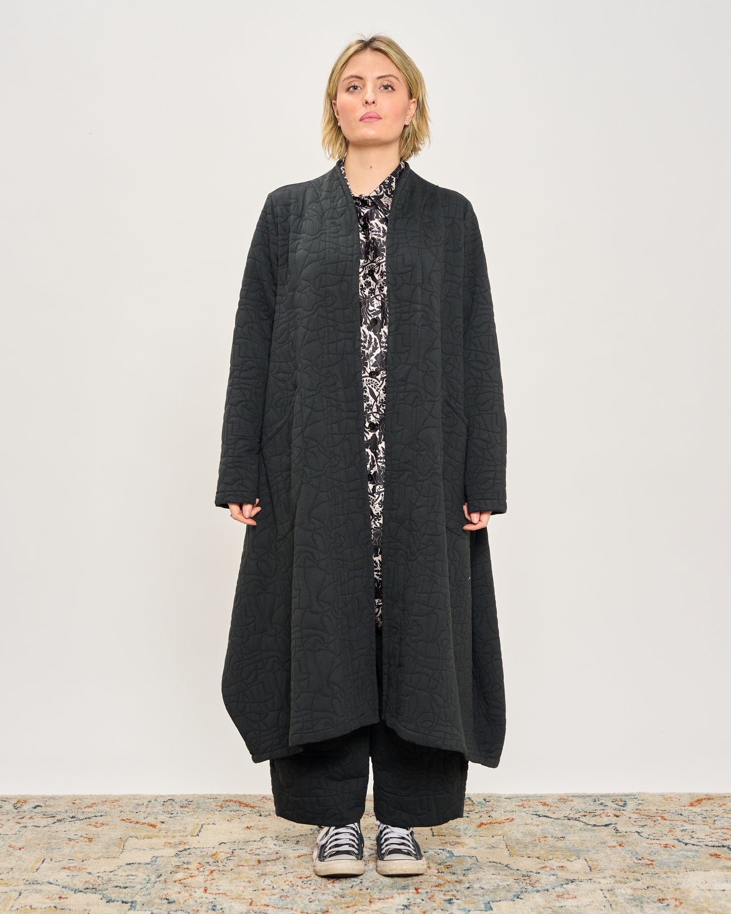 Trapeze Coat in Matelassé Pattern