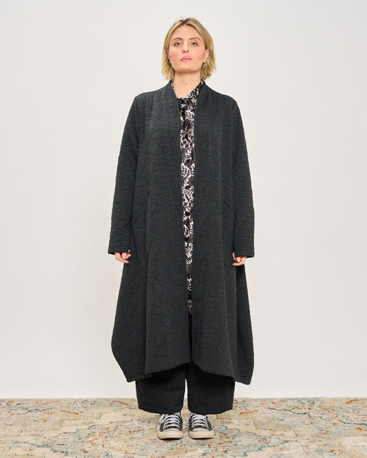 Trapeze Coat in Matelassé Pattern