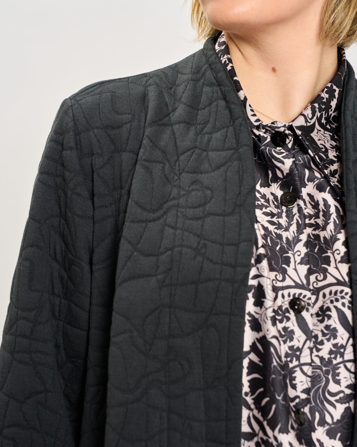Trapeze Coat in Matelassé Pattern