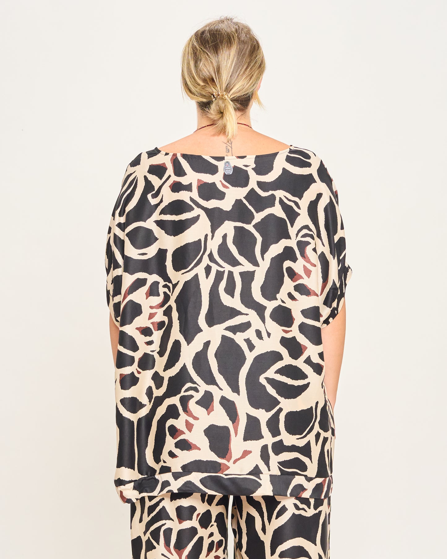 Printed Viscose Blouse with Dropped Sleeve