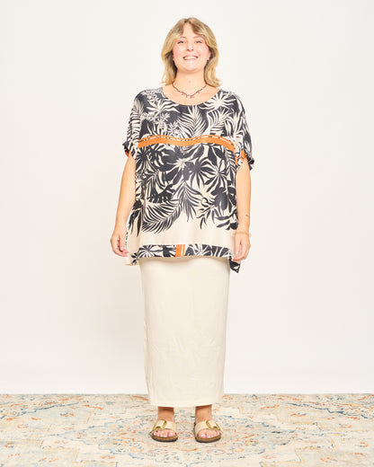Blusa in Viscosa Stampata con Manica Calata